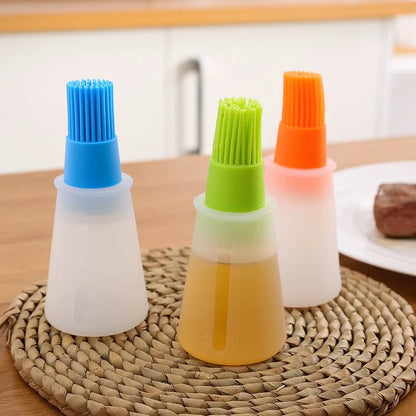 Silicone Oil Bottle Brush with Lid, High Temperature Resistant, Sauce Brush, Barbecue Pancake, Baking Cake