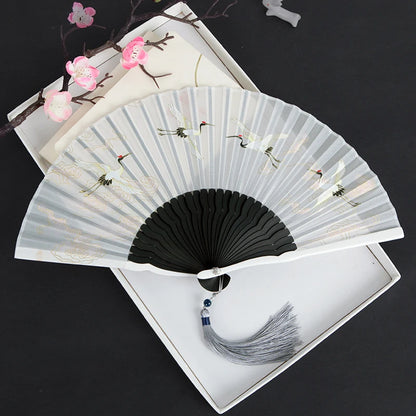 Silk Women's folding fan， Bamboo and wood fan bone Portable outdoor decorative hand fan Home Decoration Folding Fan best gift