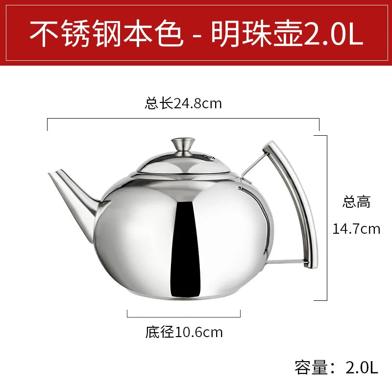 Silver Gold 2 L Teapot Sttainless Steel Kettle Hotel Hotel Restaurant Teapot Teapot Accessories Maker Kitchen Coffee