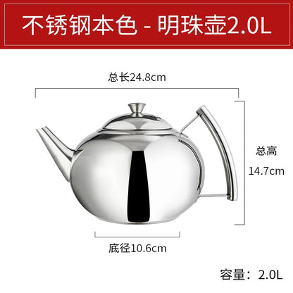 Silver Gold 2 L Teapot Sttainless Steel Kettle Hotel Hotel Restaurant Teapot Teapot Accessories Maker Kitchen Coffee