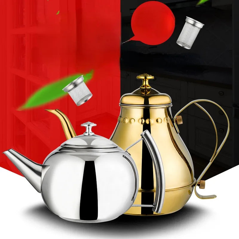 Silver Gold 2 L Teapot Sttainless Steel Kettle Hotel Hotel Restaurant Teapot Teapot Accessories Maker Kitchen Coffee