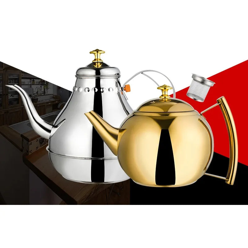 Silver Gold 2 L Teapot Sttainless Steel Kettle Hotel Hotel Restaurant Teapot Teapot Accessories Maker Kitchen Coffee