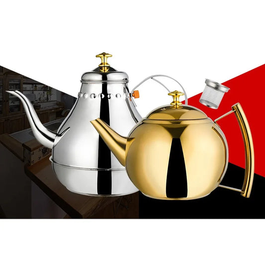 Silver Gold 2 L Teapot Sttainless Steel Kettle Hotel Hotel Restaurant Teapot Teapot Accessories Maker Kitchen Coffee