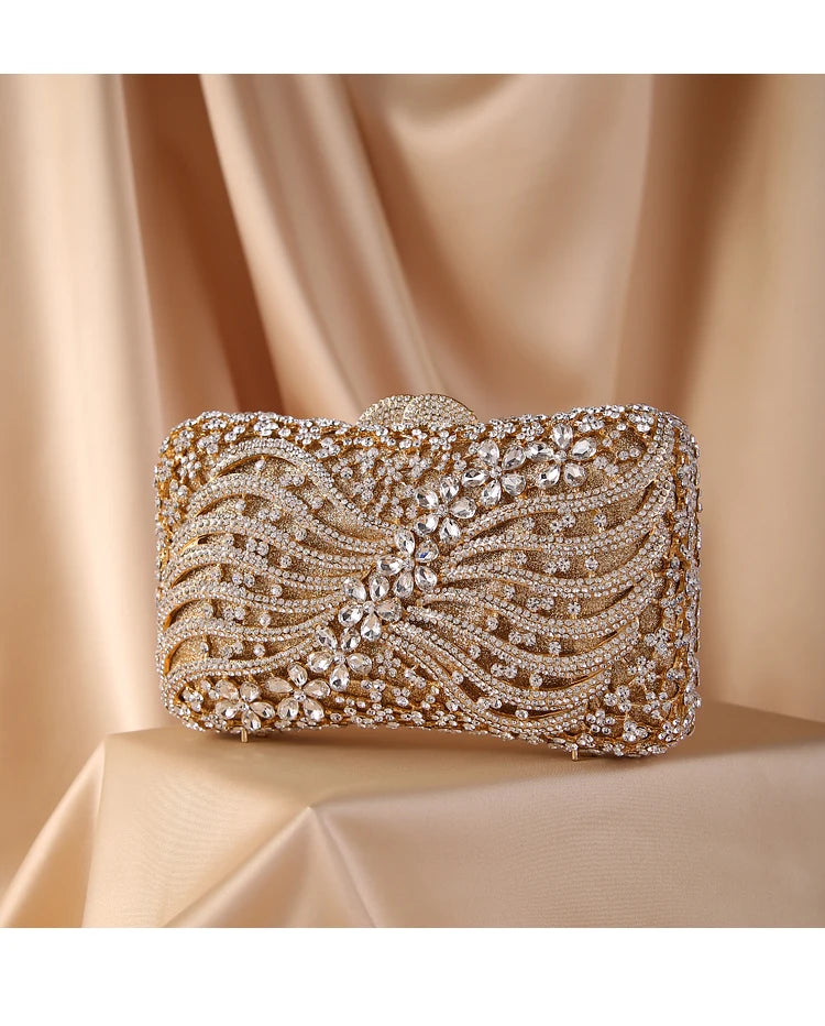 Silver Gold Black Crystal Diamond Beading clutch Purse Women Wedding Party Evening Bag Clutch bags Bolsos chain shoulder bag