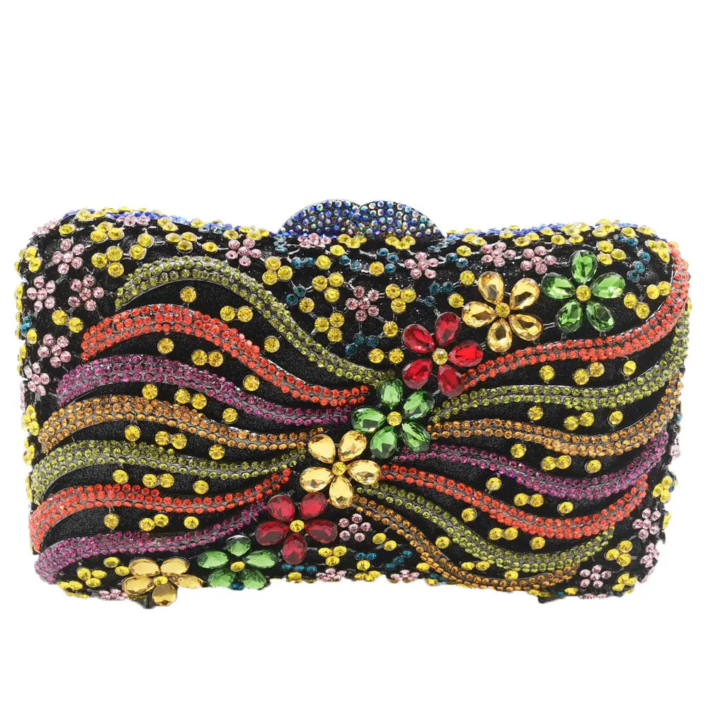 Silver Gold Black Crystal Diamond Beading clutch Purse Women Wedding Party Evening Bag Clutch bags Bolsos chain shoulder bag