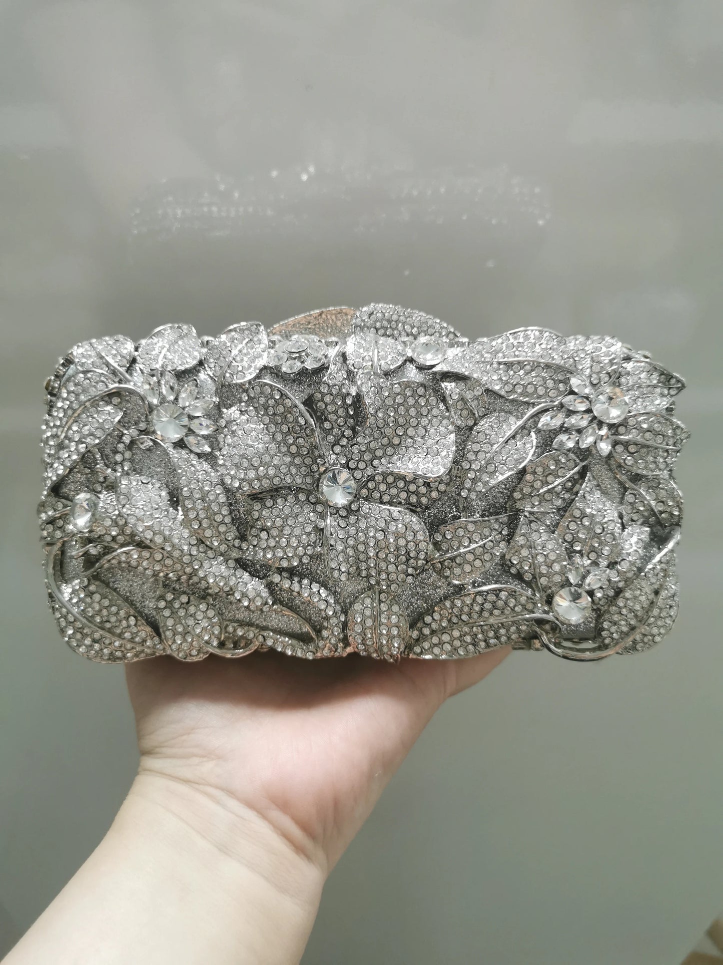 Silver Gold Pink Blue Flower Woman Evening Diamond Bag Ladies Floral Rhinestone Party Bridal Clutch Handbags Wallets Female Gift