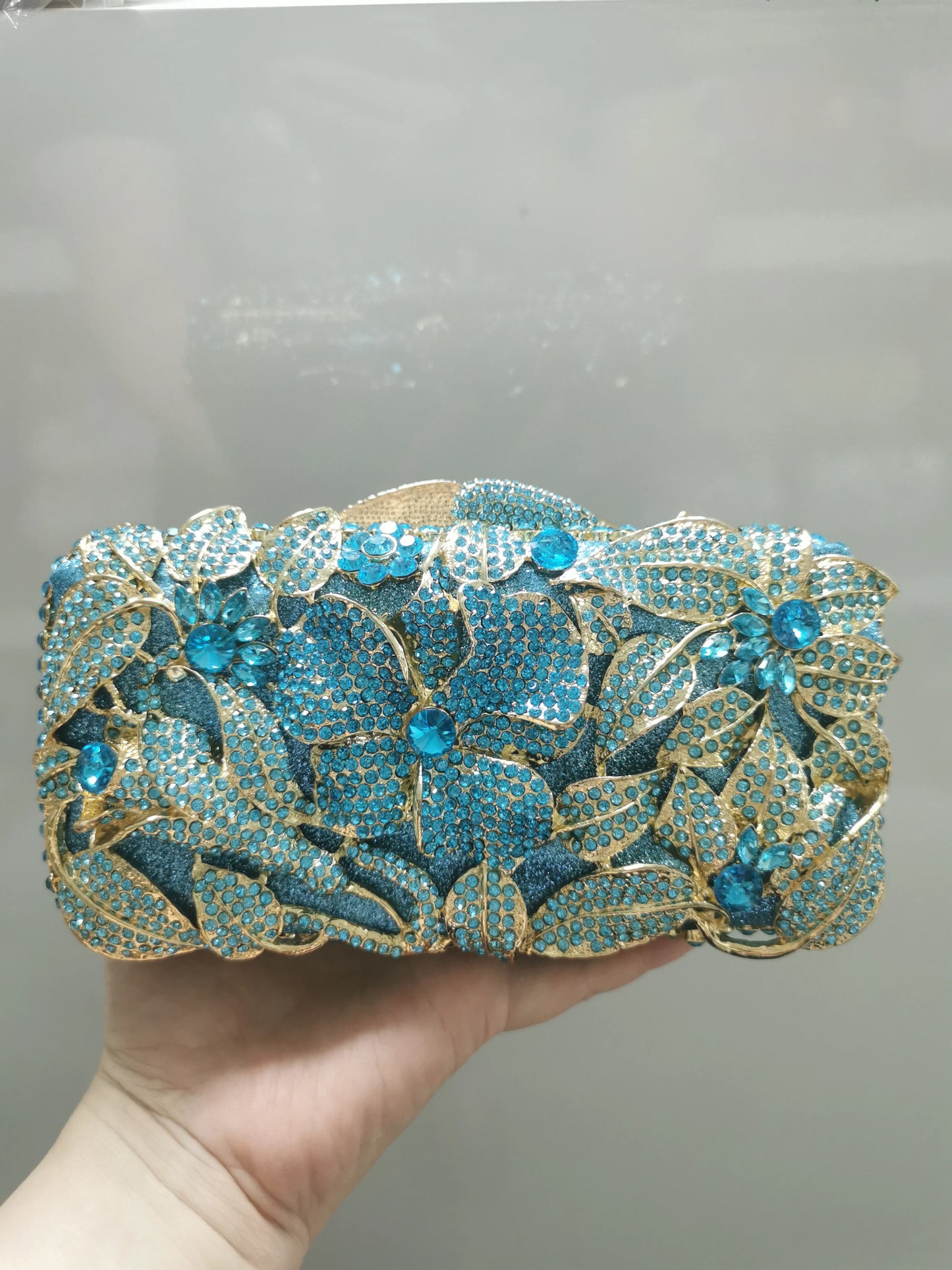 Silver Gold Pink Blue Flower Woman Evening Diamond Bag Ladies Floral Rhinestone Party Bridal Clutch Handbags Wallets Female Gift