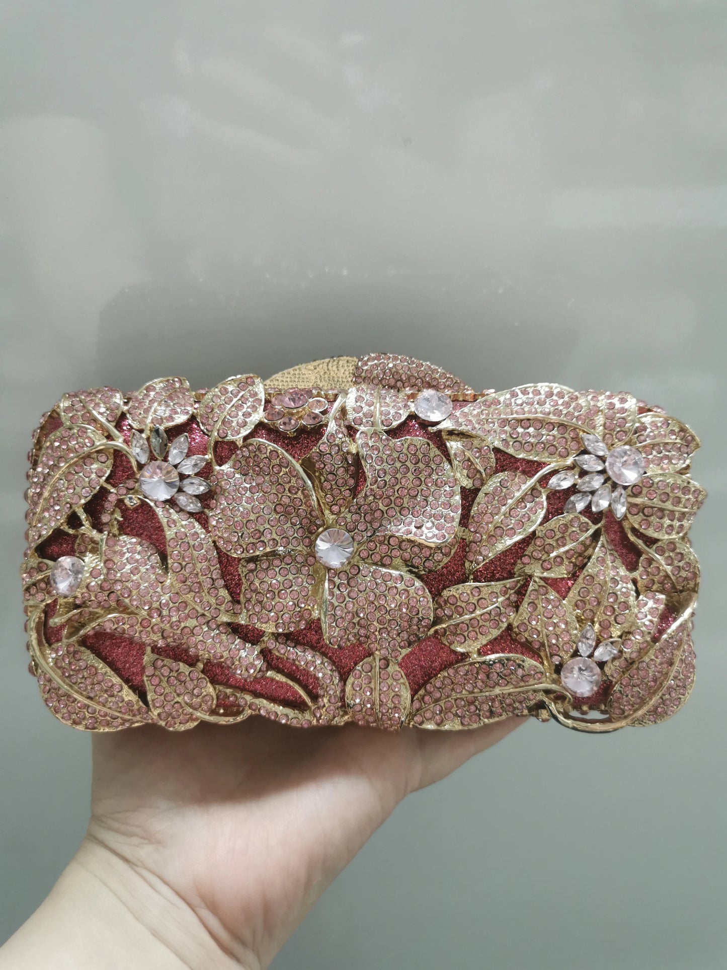 Silver Gold Pink Blue Flower Woman Evening Diamond Bag Ladies Floral Rhinestone Party Bridal Clutch Handbags Wallets Female Gift