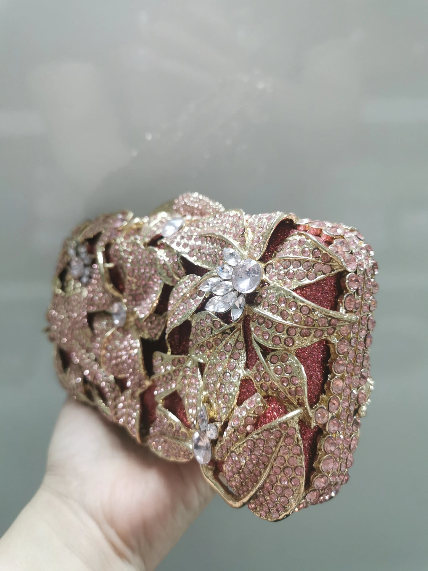 Silver Gold Pink Blue Flower Woman Evening Diamond Bag Ladies Floral Rhinestone Party Bridal Clutch Handbags Wallets Female Gift
