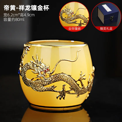 Silver Plated Glass Cup Tea Cup Women's Heart Sutra Tea Set Small Tea Cup Jade Porcelain Glass Cup Kung Fu Tea Cup Master Cup