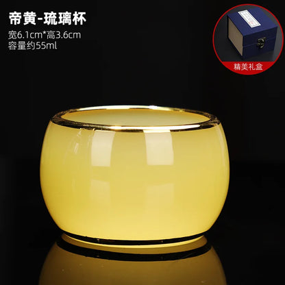 Silver Plated Glass Cup Tea Cup Women's Heart Sutra Tea Set Small Tea Cup Jade Porcelain Glass Cup Kung Fu Tea Cup Master Cup