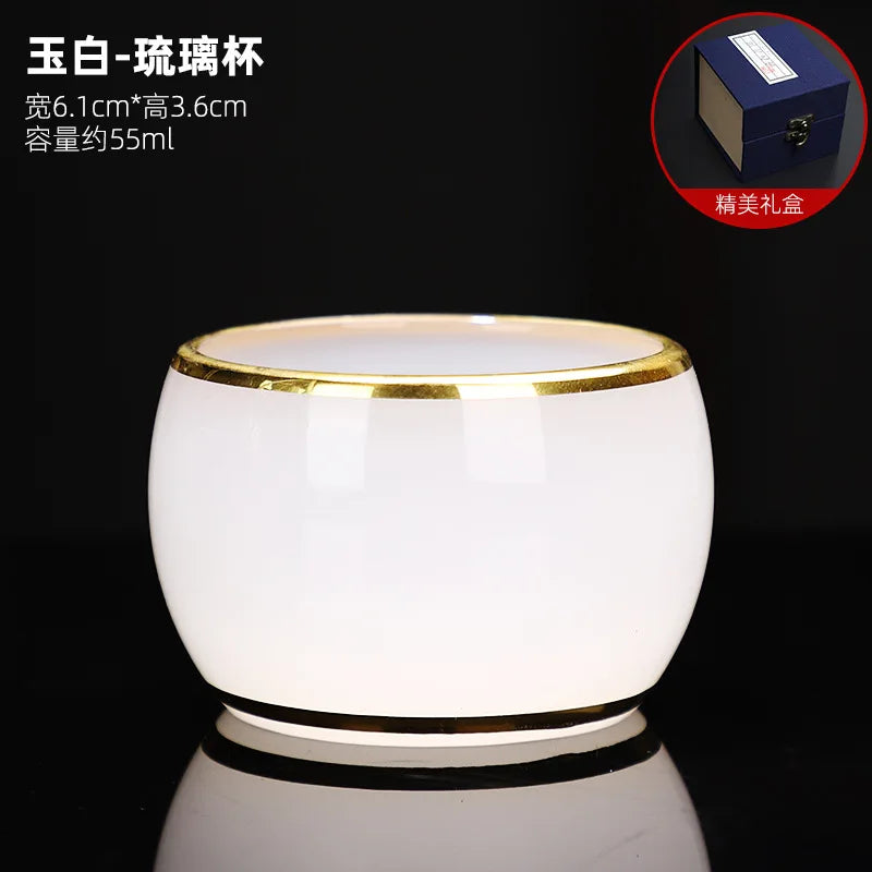 Silver Plated Glass Cup Tea Cup Women's Heart Sutra Tea Set Small Tea Cup Jade Porcelain Glass Cup Kung Fu Tea Cup Master Cup