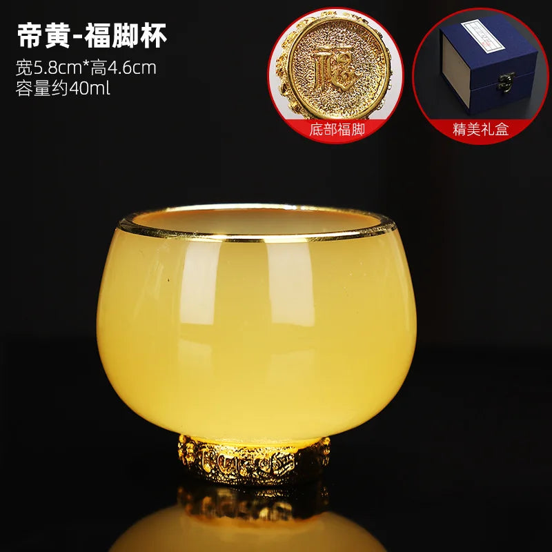 Silver Plated Glass Cup Tea Cup Women's Heart Sutra Tea Set Small Tea Cup Jade Porcelain Glass Cup Kung Fu Tea Cup Master Cup