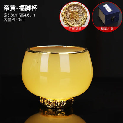 Silver Plated Glass Cup Tea Cup Women's Heart Sutra Tea Set Small Tea Cup Jade Porcelain Glass Cup Kung Fu Tea Cup Master Cup