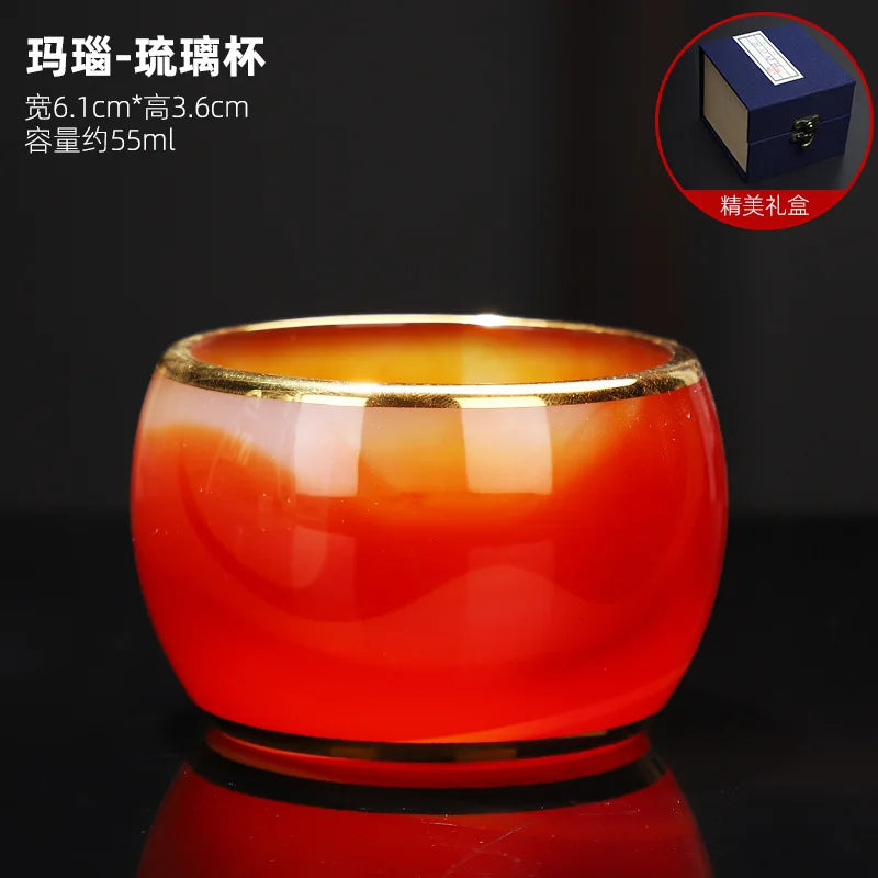 Silver Plated Glass Cup Tea Cup Women's Heart Sutra Tea Set Small Tea Cup Jade Porcelain Glass Cup Kung Fu Tea Cup Master Cup