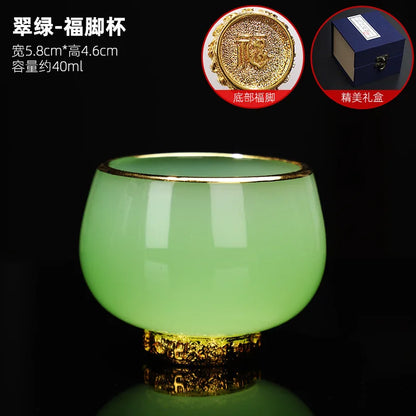 Silver Plated Glass Cup Tea Cup Women's Heart Sutra Tea Set Small Tea Cup Jade Porcelain Glass Cup Kung Fu Tea Cup Master Cup
