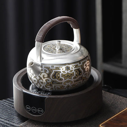 Silver-Plated Handmade Tea Art Teapot, Beautiful Tea Pot, Japan Puer Tea Infusers, Teapots to Boil Water Gift, 1000ml