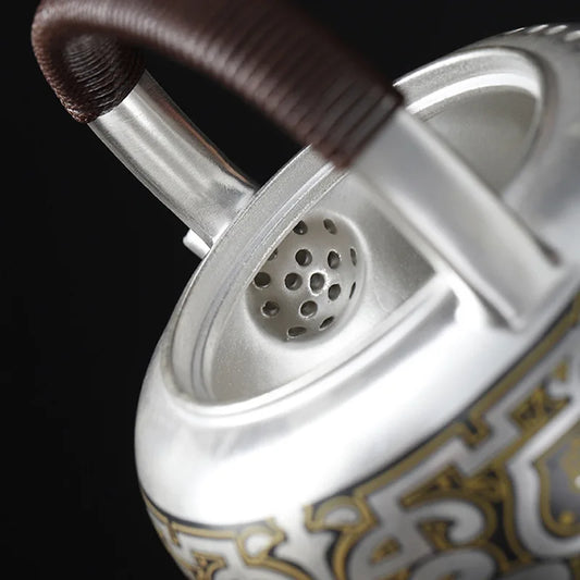 Silver-Plated Handmade Tea Art Teapot, Beautiful Tea Pot, Japan Puer Tea Infusers, Teapots to Boil Water Gift, 1000ml