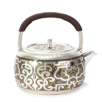 Silver-Plated Handmade Tea Art Teapot, Beautiful Tea Pot, Japan Puer Tea Infusers, Teapots to Boil Water Gift, 1000ml