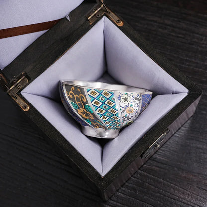 Silver Plated Tea Cup 999 Sterling Silver Ceramic Cup Personal Cup Master Cup Kung Fu Tea Set Tea Tasting Cup Tea Cup Court