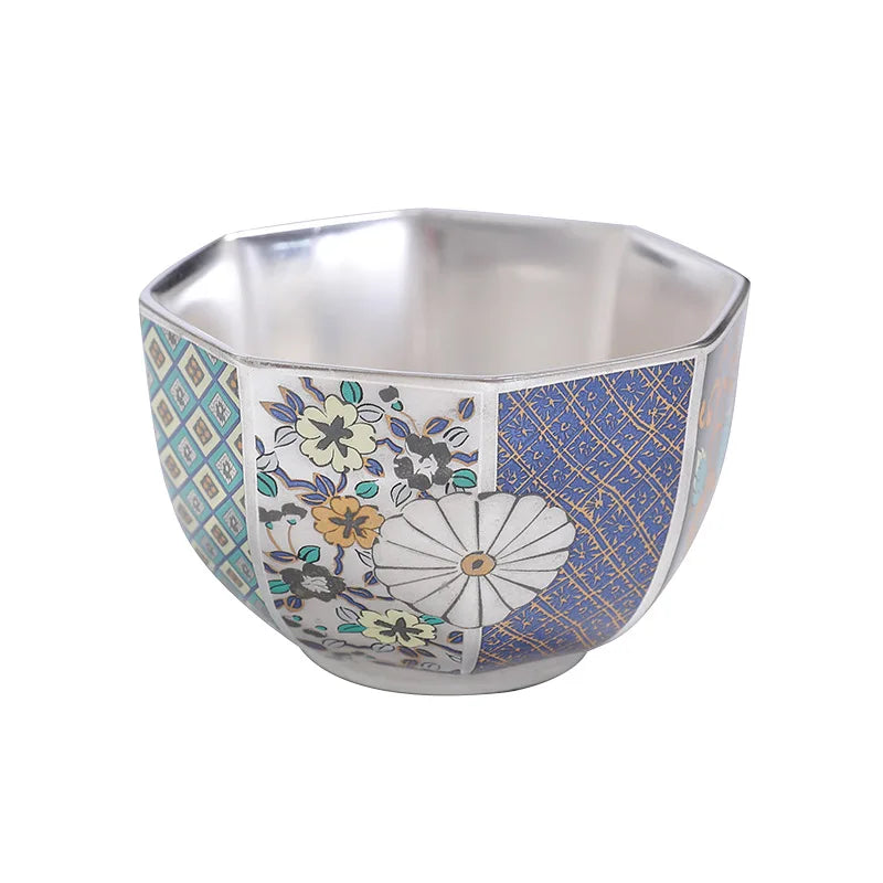 Silver Plated Tea Cup 999 Sterling Silver Ceramic Cup Personal Cup Master Cup Kung Fu Tea Set Tea Tasting Cup Tea Cup Court