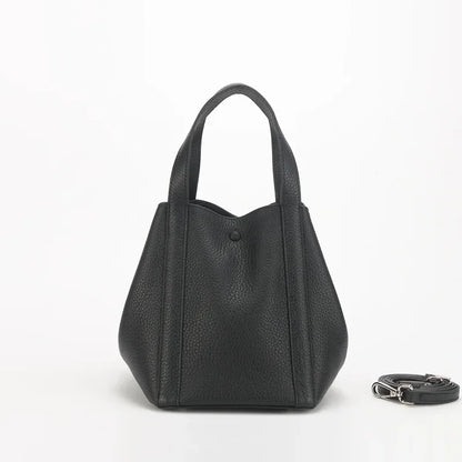 Simple Bucket Bag Women 2024 New Cowhide Solid Commuter Handbags Minority Fashion One Shoulder Crossbody Purses Designer Bolsos