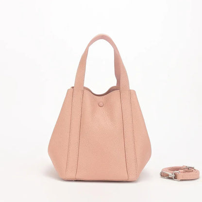 Simple Bucket Bag Women 2024 New Cowhide Solid Commuter Handbags Minority Fashion One Shoulder Crossbody Purses Designer Bolsos