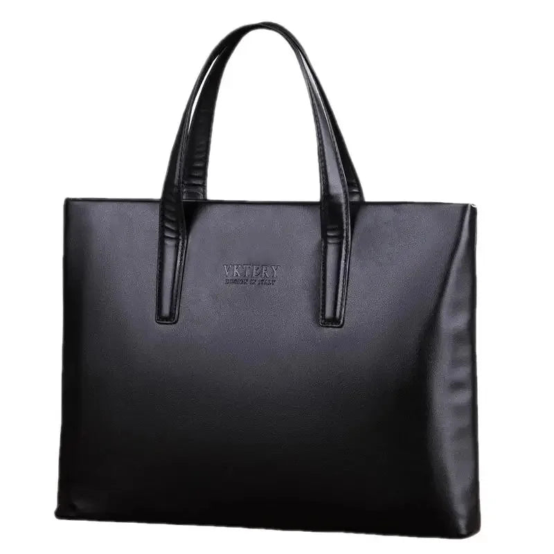 Simple Business Men's Briefcase With Zipper PU Leather Large Handbag For Documents Fashion Man Laptop Tote Bag