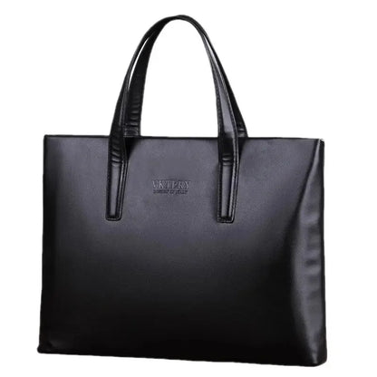 Simple Business Men's Briefcase With Zipper PU Leather Large Handbag For Documents Fashion Man Laptop Tote Bag