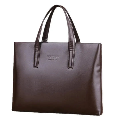 Simple Business Men's Briefcase With Zipper PU Leather Large Handbag For Documents Fashion Man Laptop Tote Bag