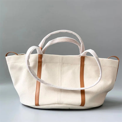 Simple Commuter Canvas Totes Versatile Practical Large Capacity Portable Shoulder Underarm Bags 2024 New Travel Shopping Bag