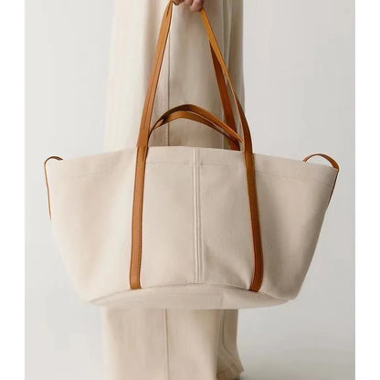 Simple Commuter Canvas Totes Versatile Practical Large Capacity Portable Shoulder Underarm Bags 2024 New Travel Shopping Bag