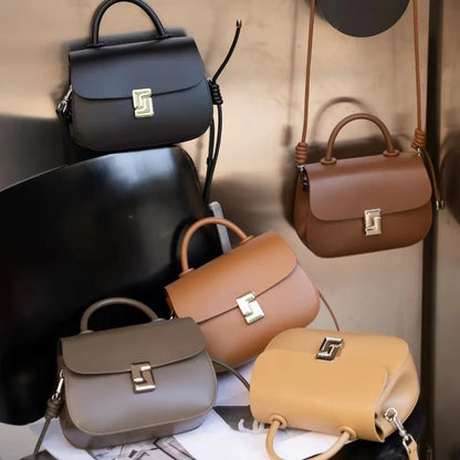 Simple Commuter Elegant Handbags Purse Women Bags All-match Solid Vintage Leather Clutches Fashion Versatile Crossbody Bag Bolsa
