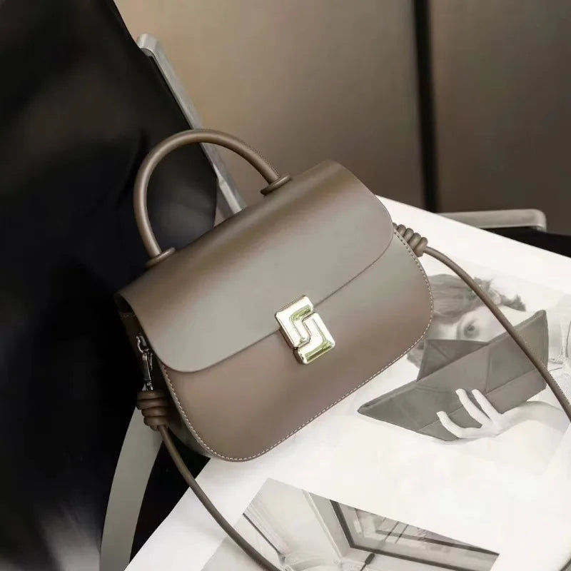 Simple Commuter Elegant Handbags Purse Women Bags All-match Solid Vintage Leather Clutches Fashion Versatile Crossbody Bag Bolsa
