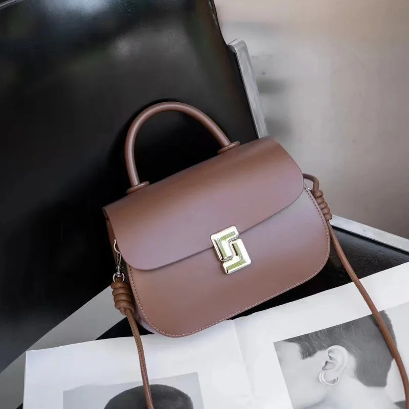 Simple Commuter Elegant Handbags Purse Women Bags All-match Solid Vintage Leather Clutches Fashion Versatile Crossbody Bag Bolsa