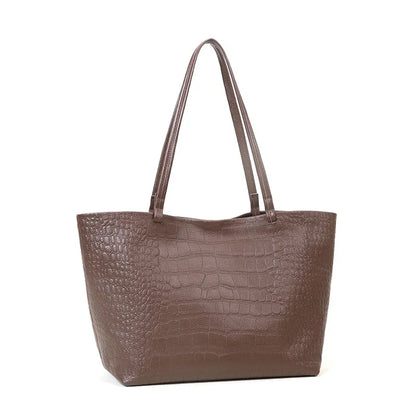 Simple Cowhide Leather Women Bags New Large Capacity Tote Shoulder Bag Female 2024 New Elegant All-match Commuter Bolsos Mujer