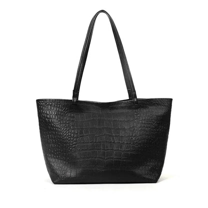 Simple Cowhide Leather Women Bags New Large Capacity Tote Shoulder Bag Female 2024 New Elegant All-match Commuter Bolsos Mujer