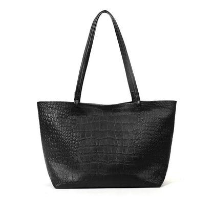 Simple Cowhide Leather Women Bags New Large Capacity Tote Shoulder Bag Female 2024 New Elegant All-match Commuter Bolsos Mujer