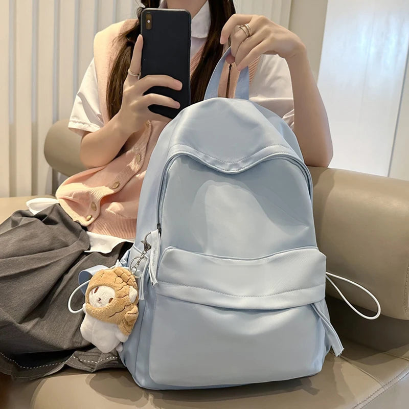 Simple Desig Leisure College Backpack Trendy Women Nylon Laptop Book Bag Girl Cute Travel School Bag Fashion Female Cool Student