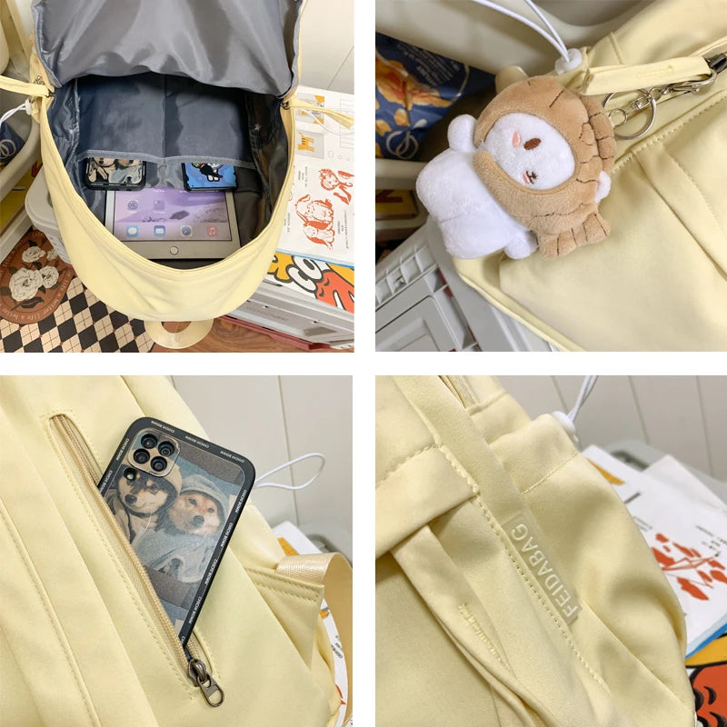 Simple Desig Leisure College Backpack Trendy Women Nylon Laptop Book Bag Girl Cute Travel School Bag Fashion Female Cool Student