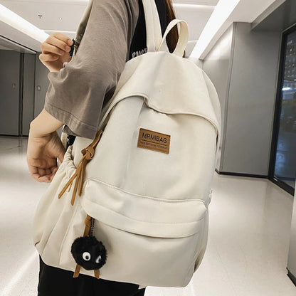 Simple Design Waterproof Solid Color Nylon Women Backpack College Style Travel Rucksack School Bags for Teenage Girl Boys New