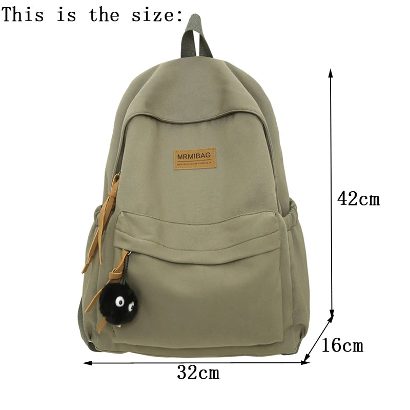 Simple Design Waterproof Solid Color Nylon Women Backpack College Style Travel Rucksack School Bags for Teenage Girl Boys New