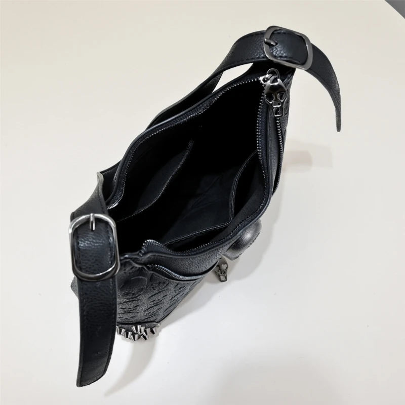 Simple Fashion Underarm Bag for Women Versatile Bag Vintage Skull Shoulder Bags Armpit Bag Handbag Large Capacity Tote