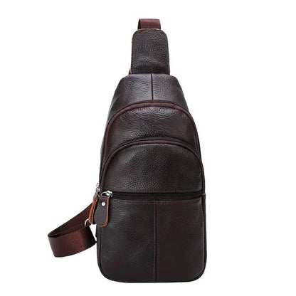 Simple Genuine Leather Chest Large Capacity Men's Crossbody Business Cowhide Messenger Outdoor Sling Bag