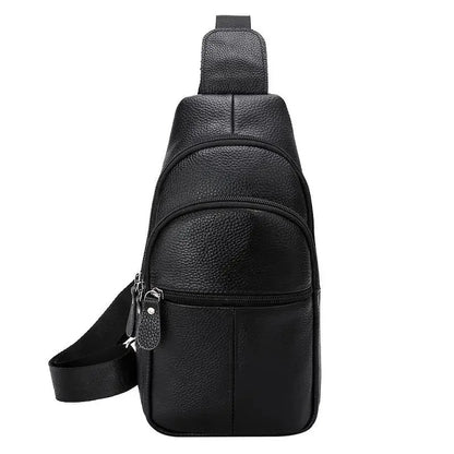 Simple Genuine Leather Chest Large Capacity Men's Crossbody Business Cowhide Messenger Outdoor Sling Bag