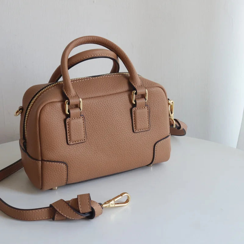 Simple Genuine Leather Small Square Bag Fashion Luxury Commuter Cowhide Handabags Female 2024 New Casual Crossbody Shoulder Bags