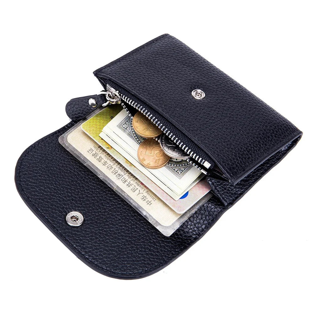 Simple Genuine Leather Zero Card Bag Men's and Women's New Soft Cowhide Short Multifunctional Small Wallet