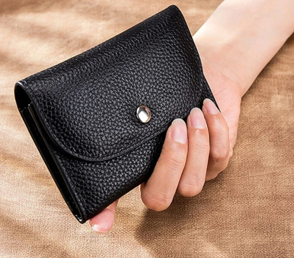 Simple Genuine Leather Zero Card Bag Men's and Women's New Soft Cowhide Short Multifunctional Small Wallet