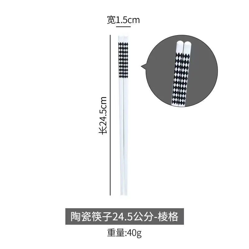 Simple Japanese-style Ceramic Chopsticks Anti-slip Mildew-proof Antibacterial Heat-resistant Bone Porcelain Chopsticks