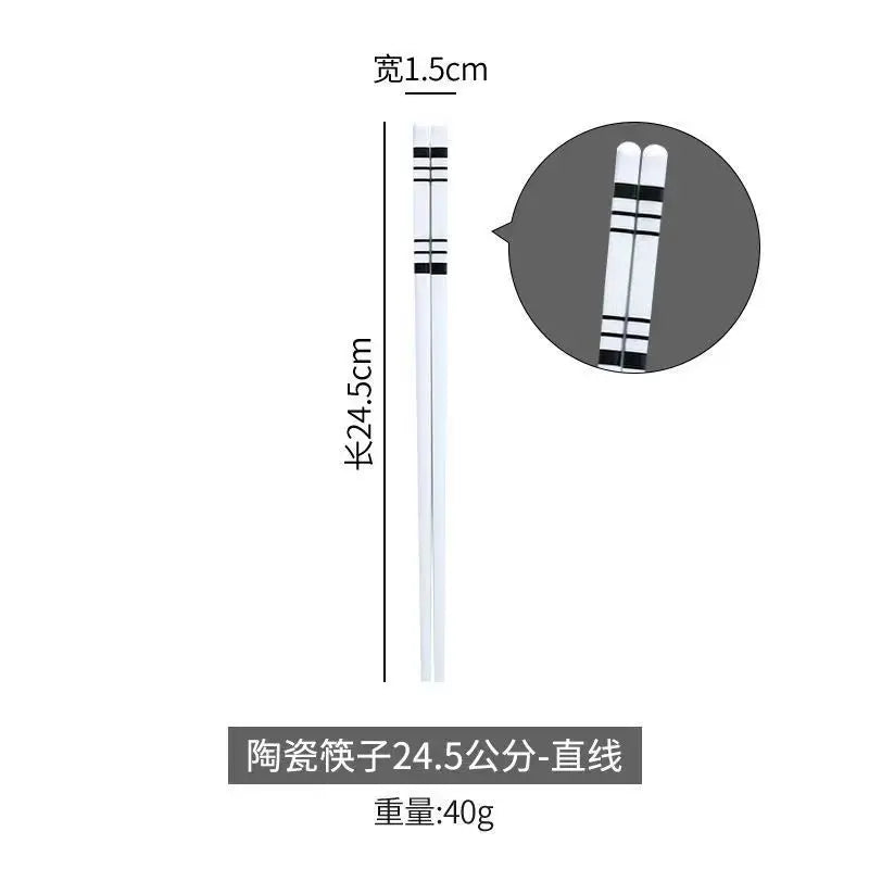 Simple Japanese-style Ceramic Chopsticks Anti-slip Mildew-proof Antibacterial Heat-resistant Bone Porcelain Chopsticks